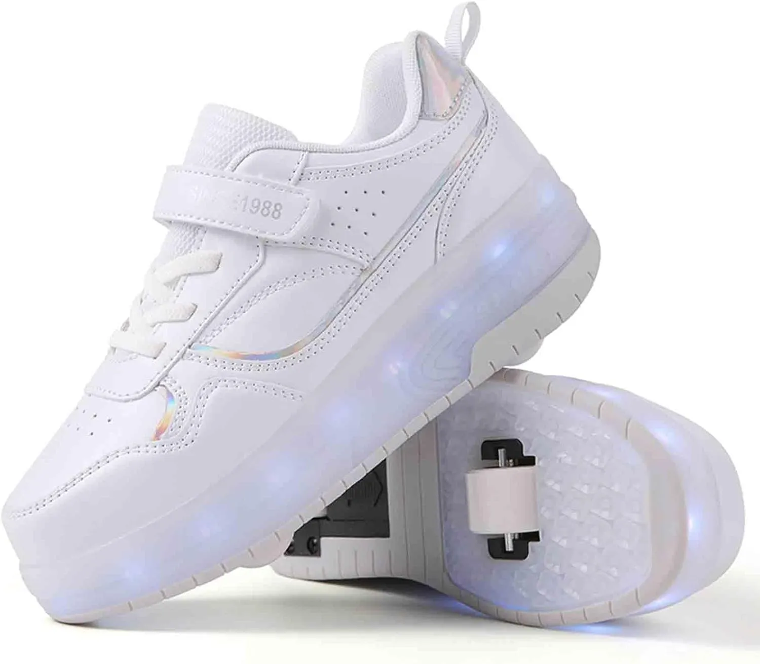 16 LED Light Up Kids Roller Skate Shoes with 2 Detachable Wheels, Sneakers for Boys Girls Birthday Thanksgiving Christmas Day