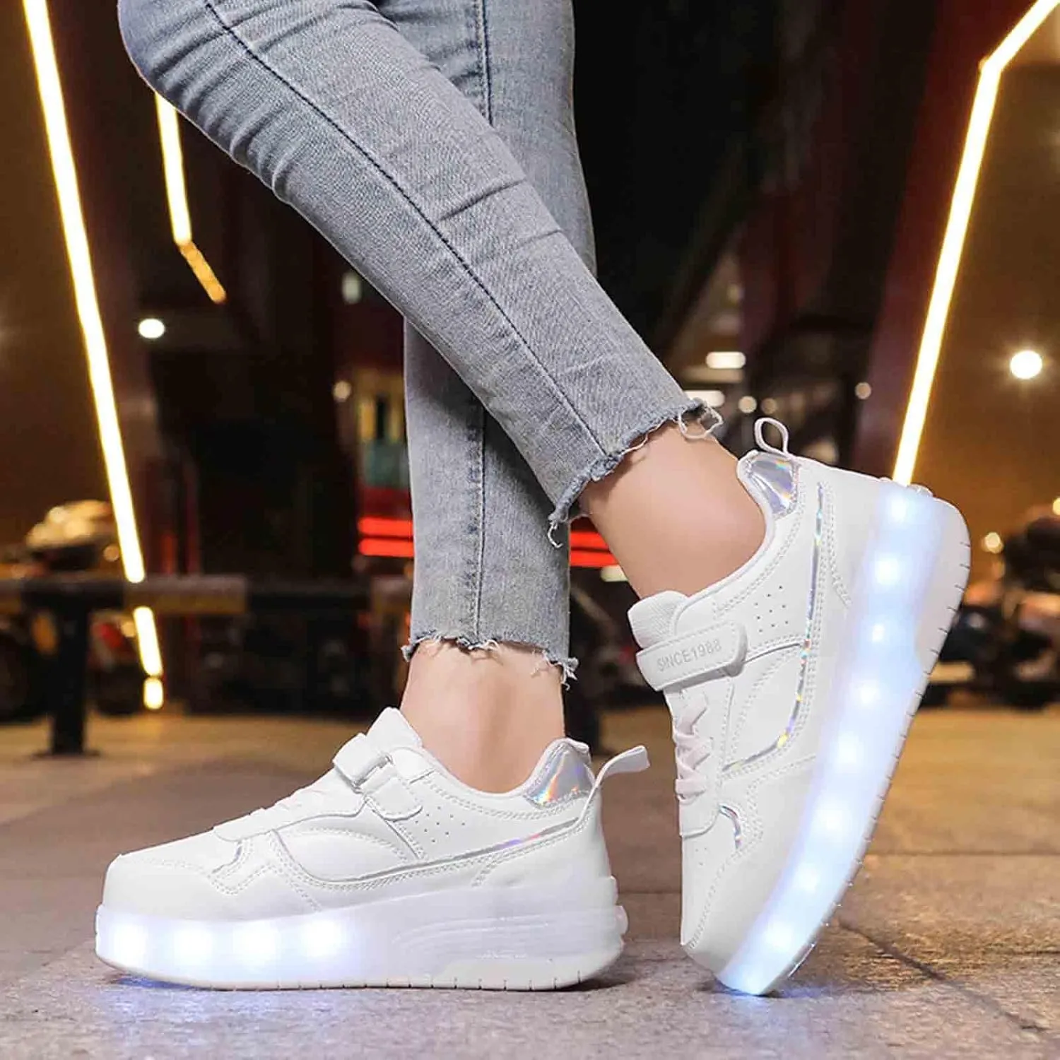 16 LED Light Up Kids Roller Skate Shoes with 2 Detachable Wheels, Sneakers for Boys Girls Birthday Thanksgiving Christmas Day