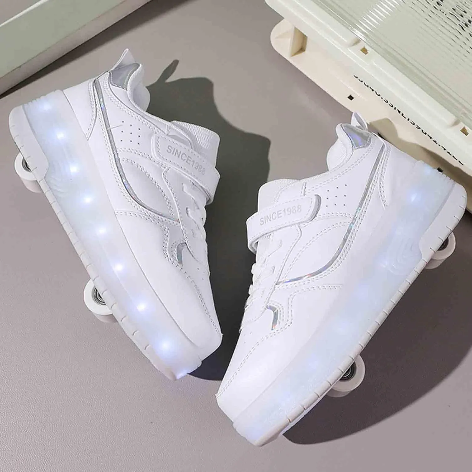 16 LED Light Up Kids Roller Skate Shoes with 2 Detachable Wheels, Sneakers for Boys Girls Birthday Thanksgiving Christmas Day