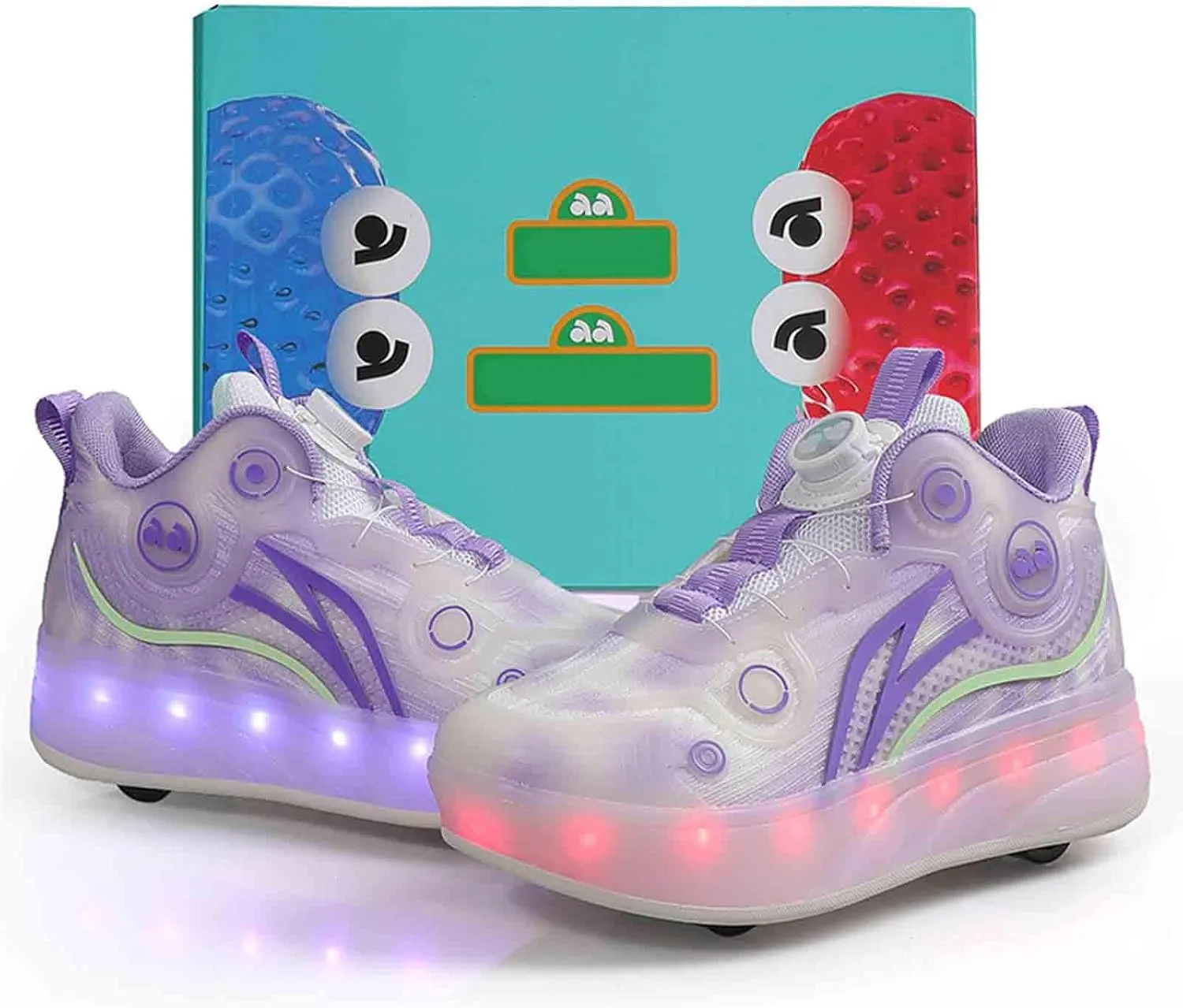 16 LED Light Up Kids Roller Skate Shoes with 4 Wheel, Sneakers for Boys Girls Birthday Thanksgiving Christmas Day