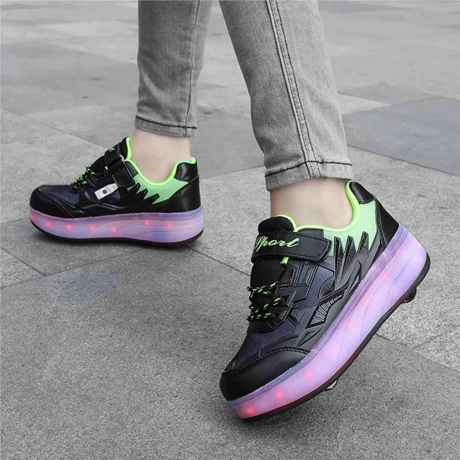 16 LED Light Up Kids Roller Skate Shoes with 4 Wheel, Sneakers for Boys Girls Birthday Thanksgiving Christmas Day