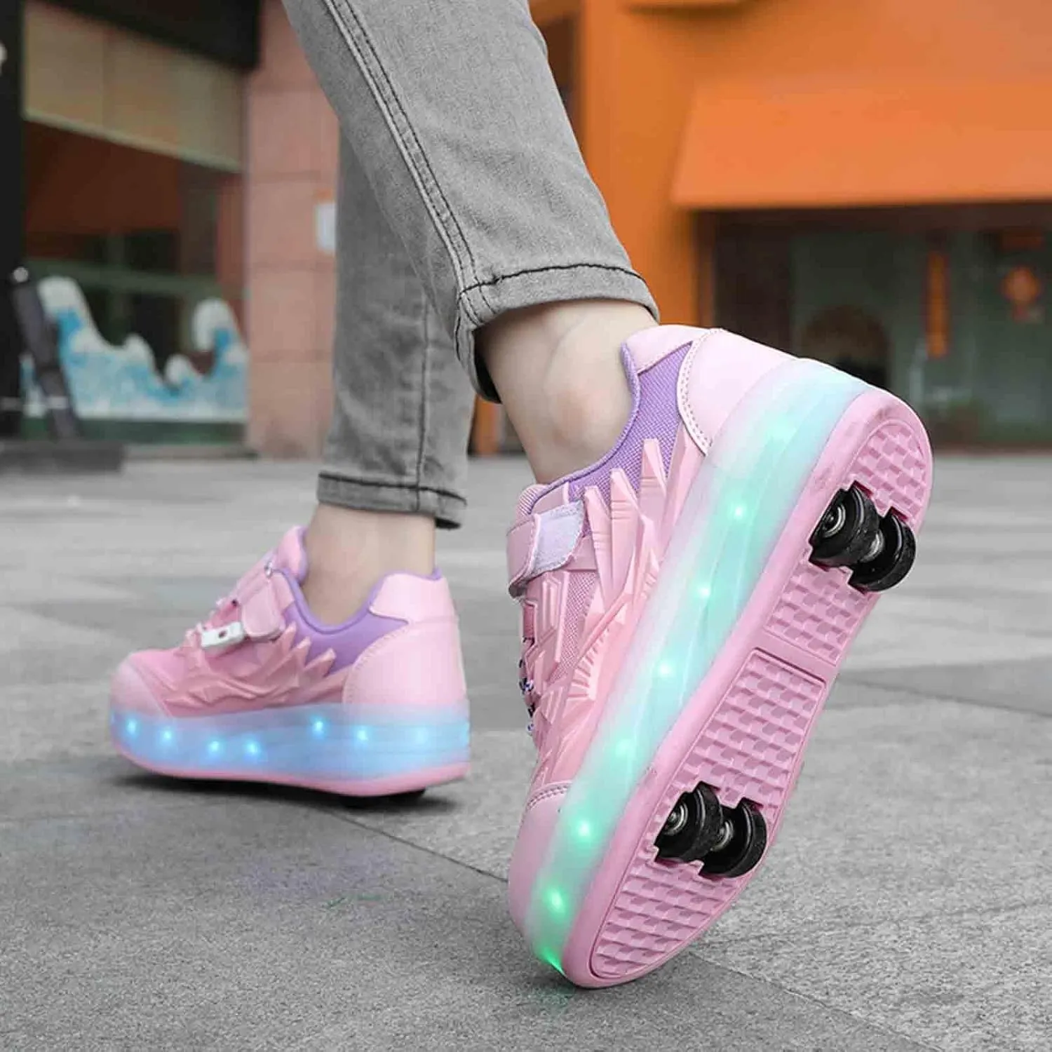 16 LED Light Up Kids Roller Skate Shoes with 4 Wheel, Sneakers for Boys Girls Birthday Thanksgiving Christmas Day