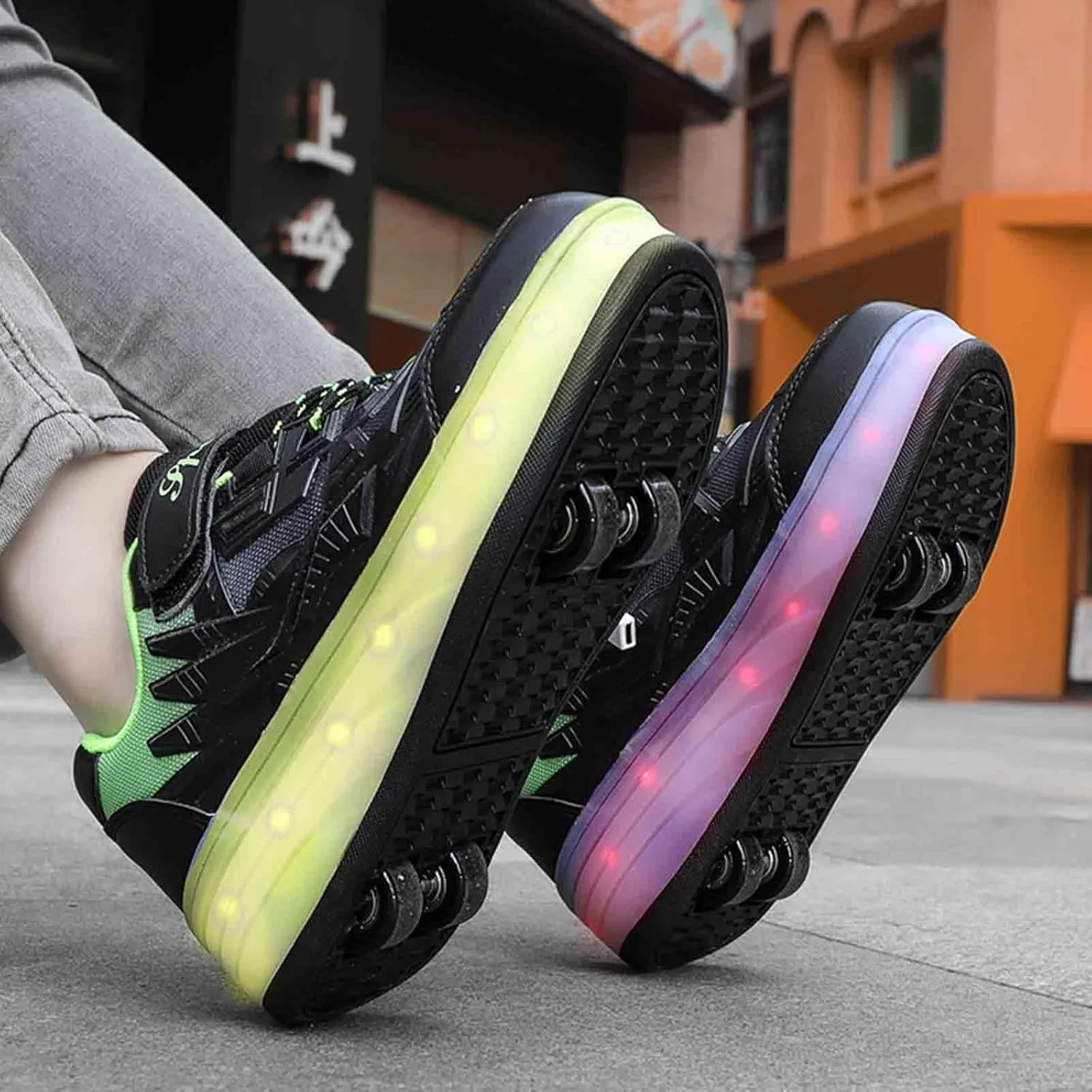 16 LED Light Up Kids Roller Skate Shoes with 4 Wheel, Sneakers for Boys Girls Birthday Thanksgiving Christmas Day