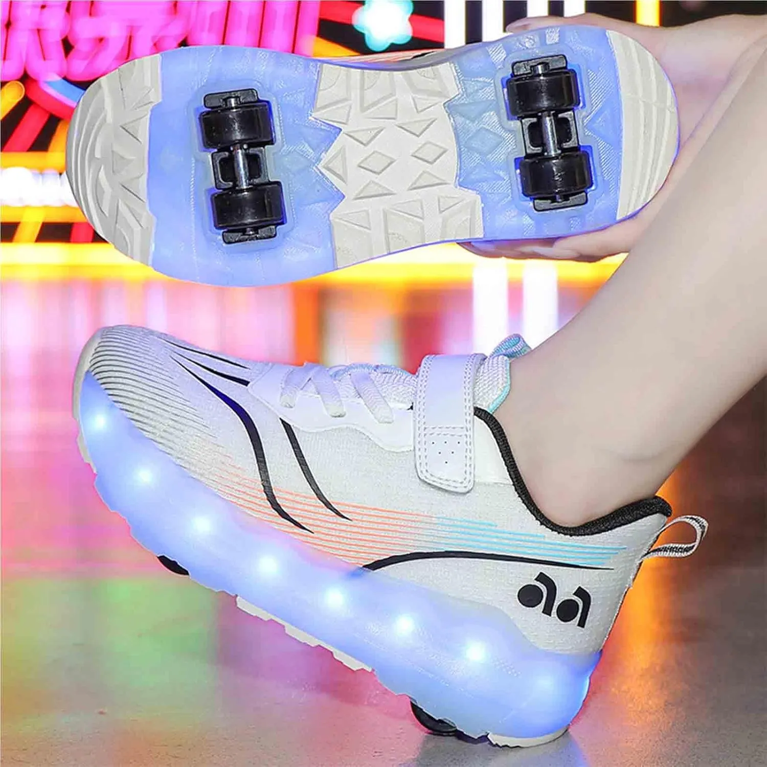 16 LED Light Up Kids Roller Skate Shoes with 4 Wheel, Sneakers for Boys Girls Birthday Thanksgiving Christmas Day
