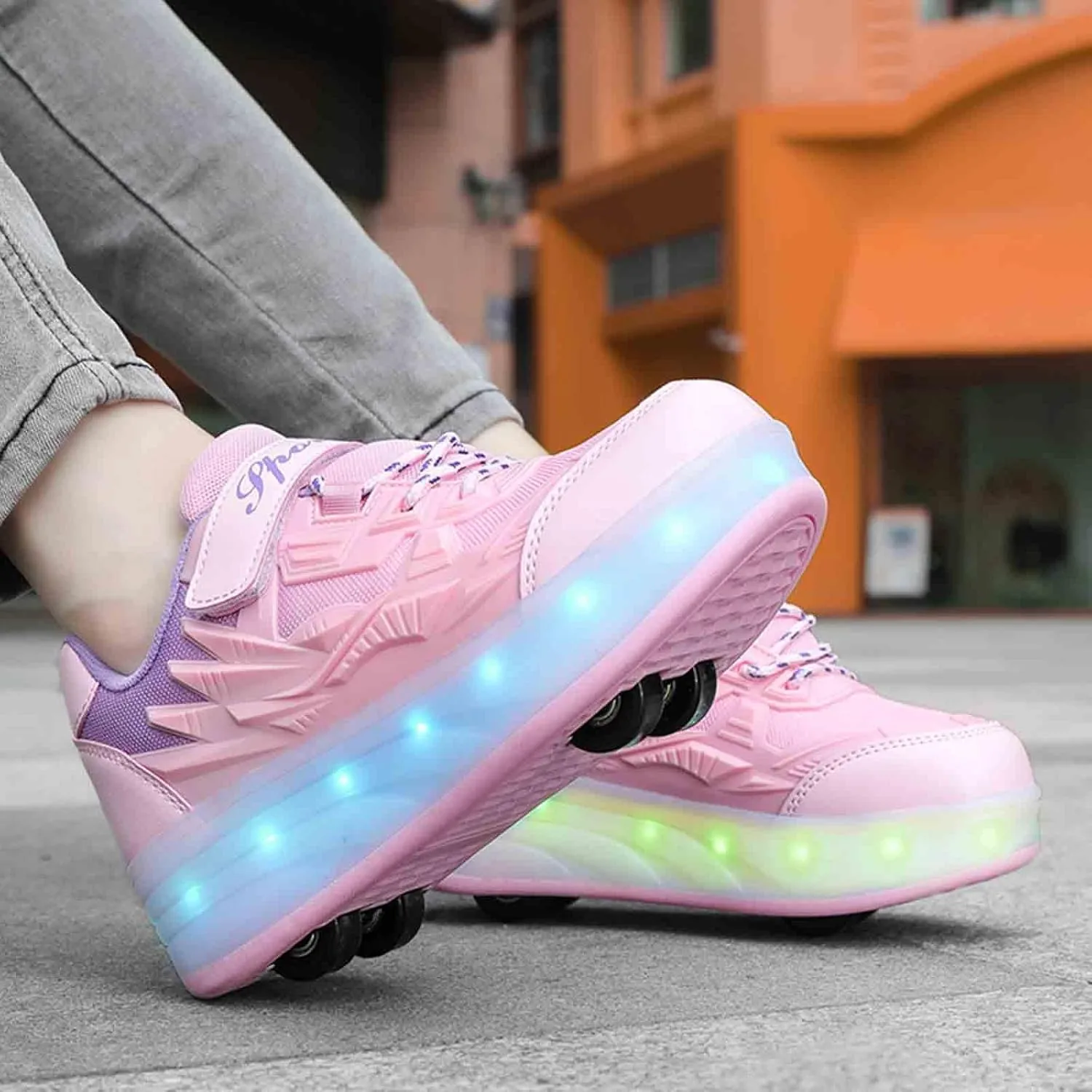 16 LED Light Up Kids Roller Skate Shoes with 4 Wheel, Sneakers for Boys Girls Birthday Thanksgiving Christmas Day
