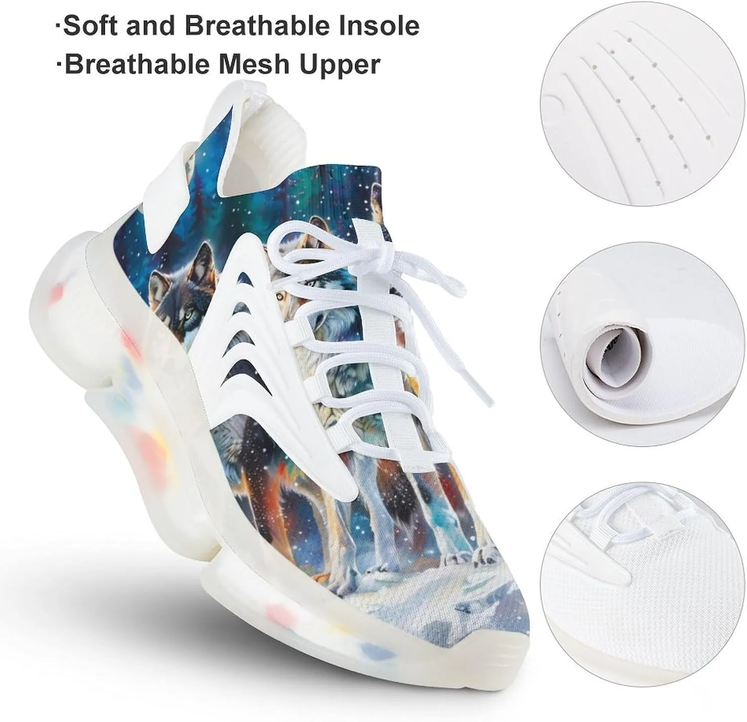 A Group of Wolves Moonnight Men's Running Shoes Lightweight Walking Shoe Breathable Sneaker