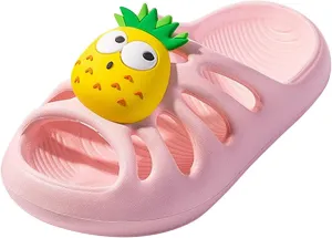 AKIWOS Toddler Sandals Girls Non-Slip Flip Flops Cute Pineapple Footbed Water Shoes Beach Pool bathroom Swimming
