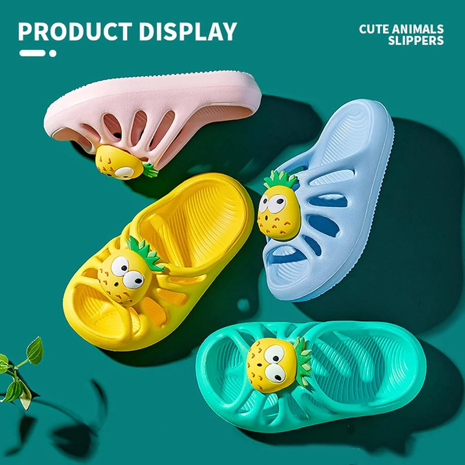 AKIWOS Toddler Sandals Girls Non-Slip Flip Flops Cute Pineapple Footbed Water Shoes Beach Pool bathroom Swimming