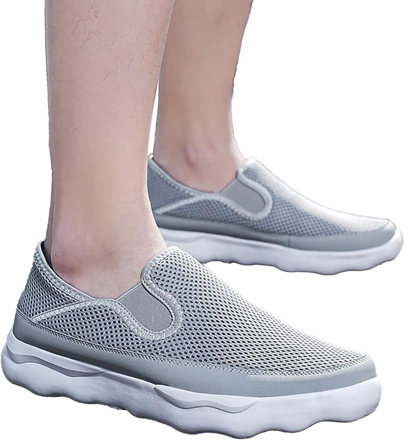 Arch Support Non Slip Minimalist Shoes for Men Breathable Elastic Fly Woven Mesh Sneaker Versatile Elderly Shoes