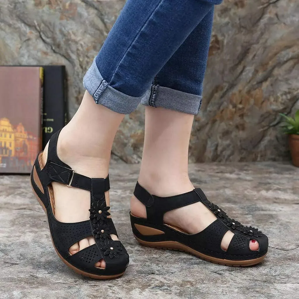 Arch Support Sandals Women's Black Flip Flops Beach Non Slip Sandal Ankle Strap Comfortable Dressy Wedge Arch Support Wedge Shoes for Woman Comfortable Platform Sandalia Ortopedica De Mujer