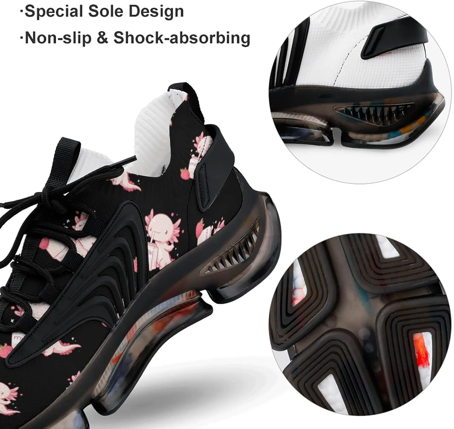 Axolotl Strawberry Milk Men's Running Shoes Lightweight Walking Shoe Breathable Sneaker