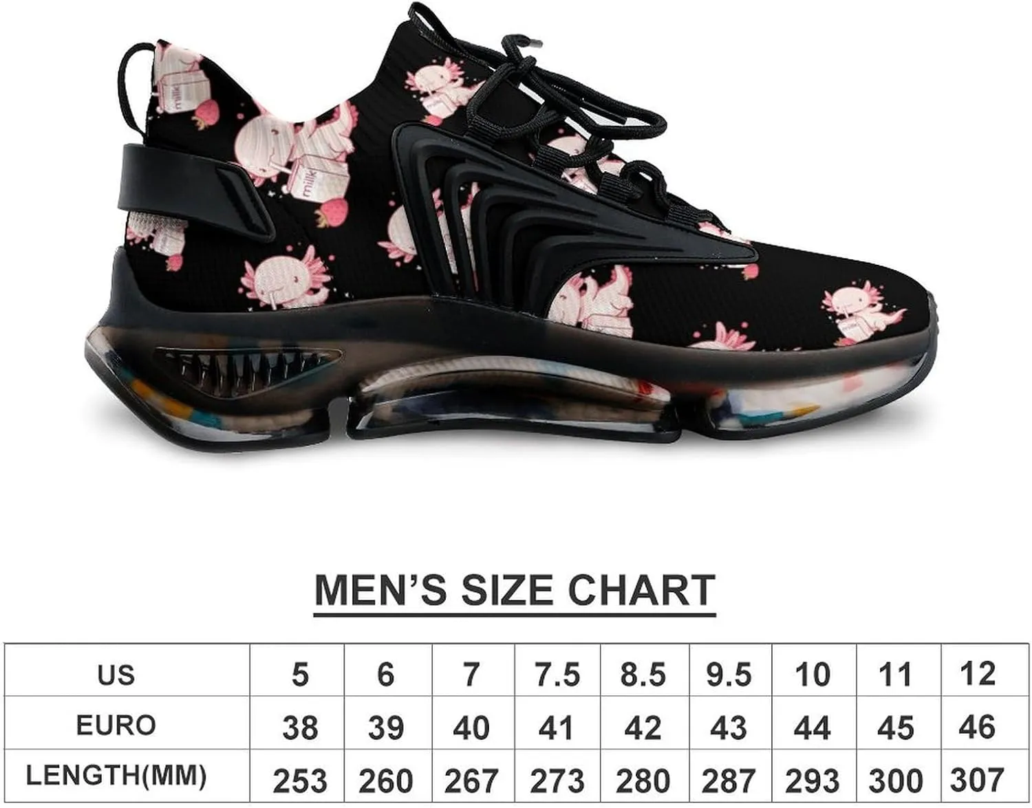 Axolotl Strawberry Milk Men's Running Shoes Lightweight Walking Shoe Breathable Sneaker