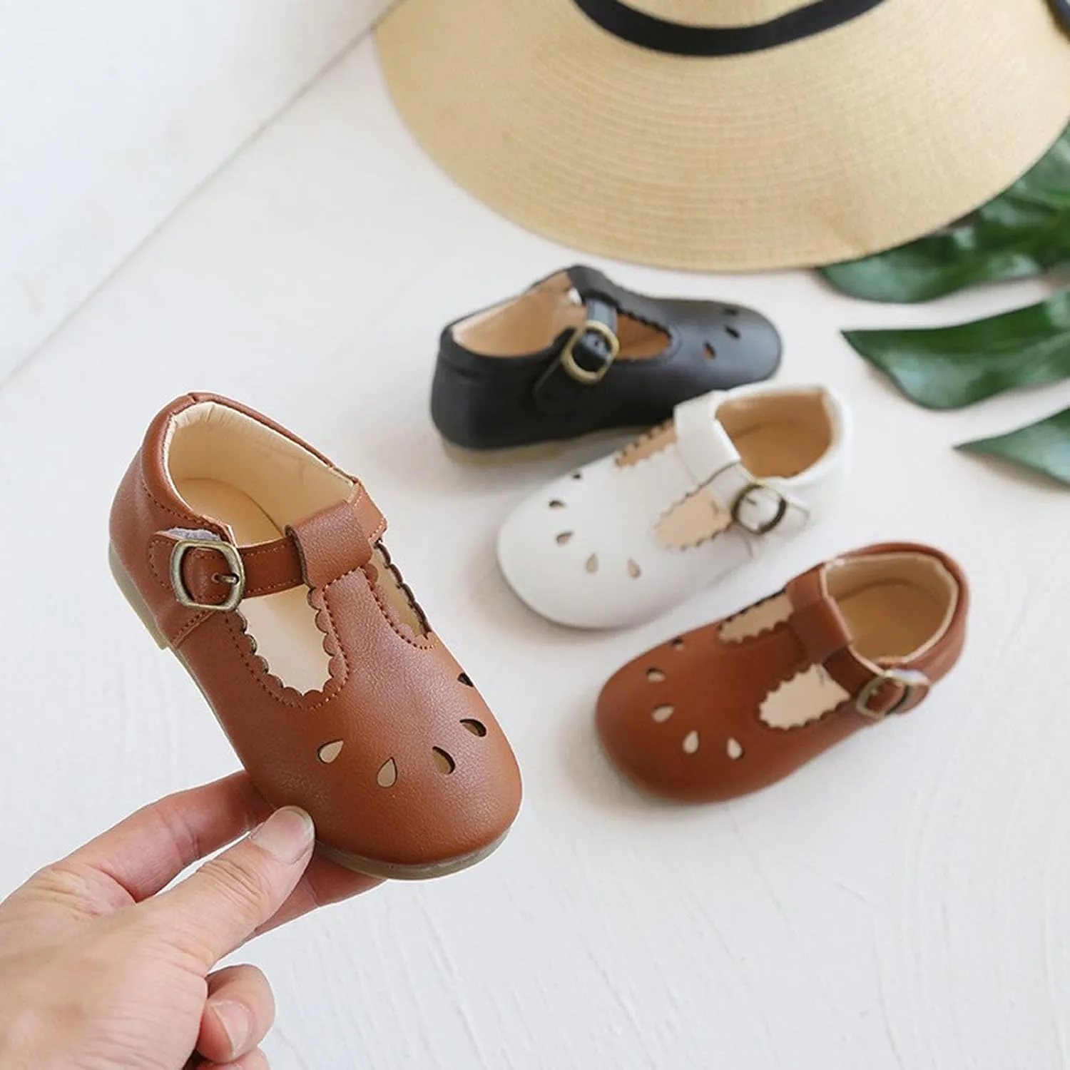 Baby Infant Ankle Sandals Adjusted Strap Closed Toe Non Slip Summer Shoes Toddler Boys Leather Beach Pool Flat Wide Shoes