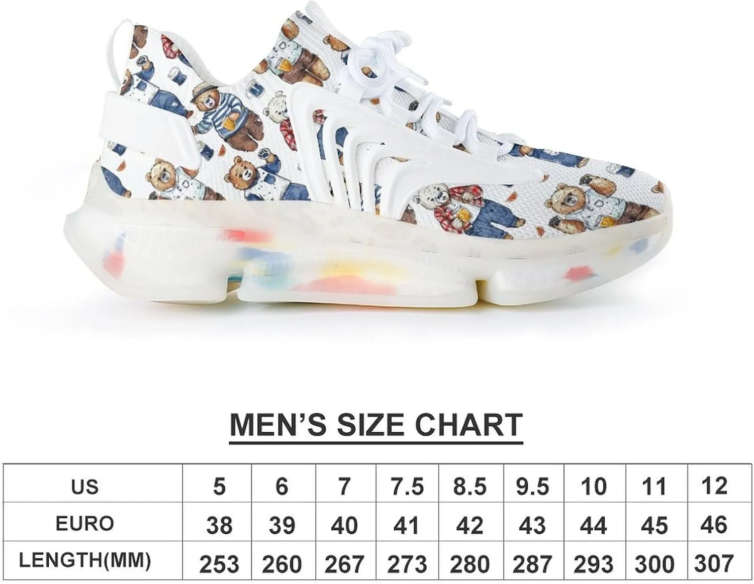 Bear and Beers Men's Running Shoes Lightweight Walking Shoe Breathable Sneaker