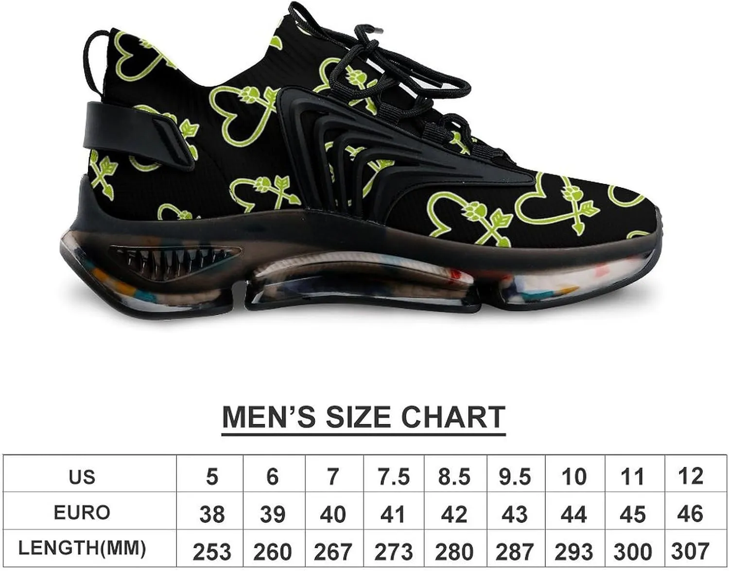 Bear Paw Prints Arrows Heart Men's Running Shoes Lightweight Walking Shoe Breathable Sneaker