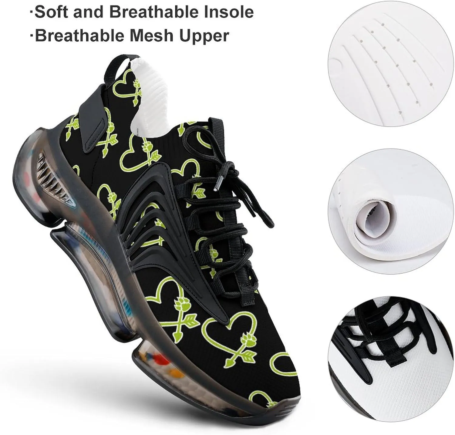 Bear Paw Prints Arrows Heart Men's Running Shoes Lightweight Walking Shoe Breathable Sneaker