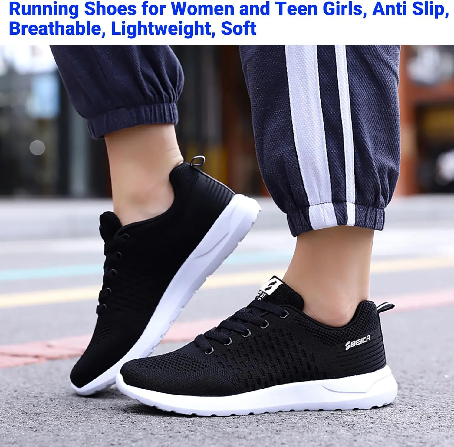 Beita Womens Running Shoes Non Slip Walking Sneakers Breathable Sports Shoes for Gym Travel Work