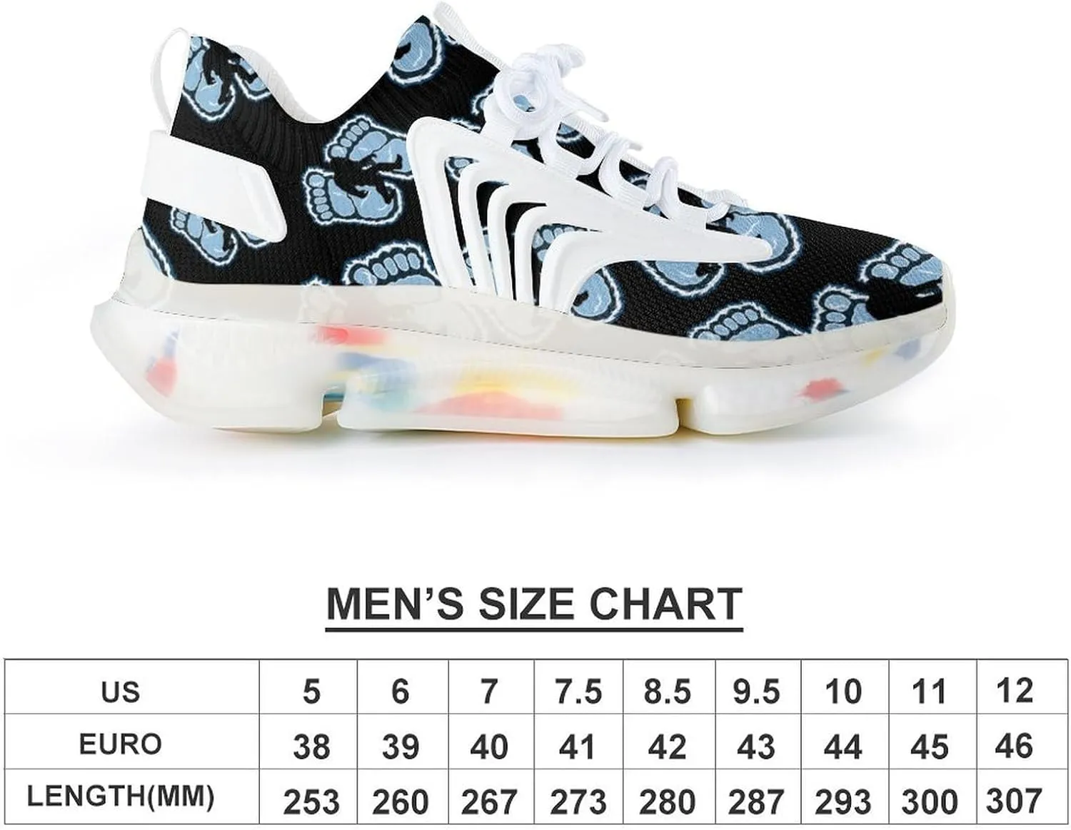 Bigfoot Footprint Sasquatch Men's Running Shoes Lightweight Walking Shoe Breathable Sneaker