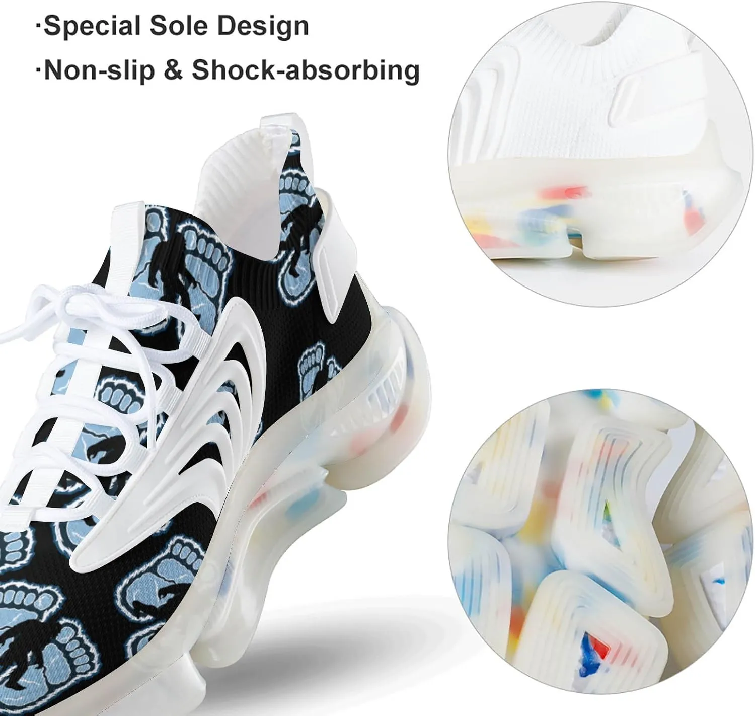 Bigfoot Footprint Sasquatch Men's Running Shoes Lightweight Walking Shoe Breathable Sneaker