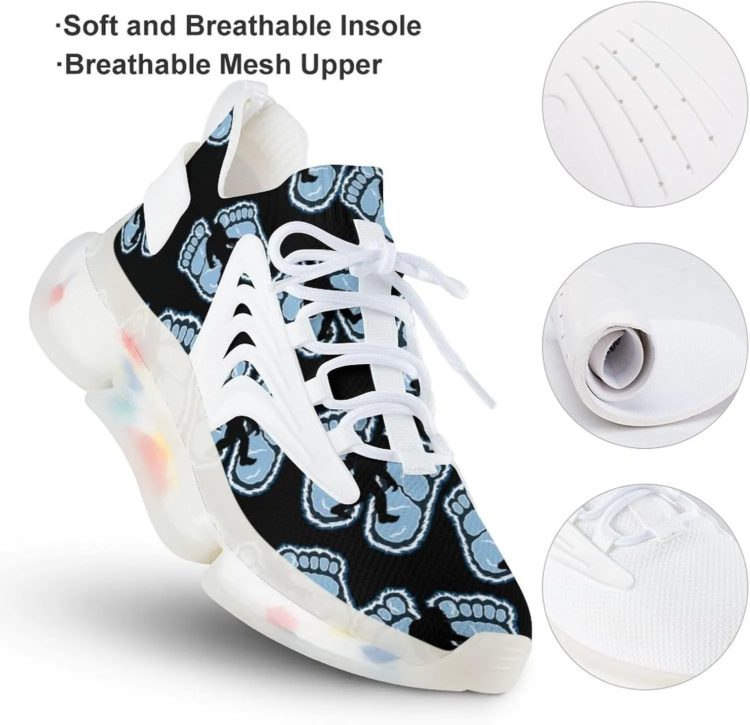 Bigfoot Footprint Sasquatch Men's Running Shoes Lightweight Walking Shoe Breathable Sneaker