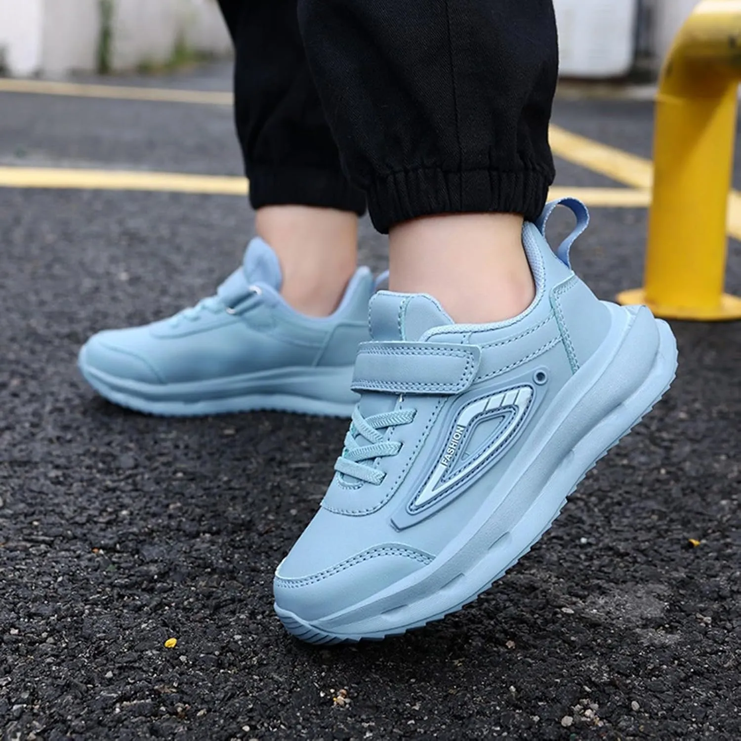 Boys Girls Fitness Workout Running Training Shoes Adjustable Mesh Lightweight Walking Supportive Active Sneaker