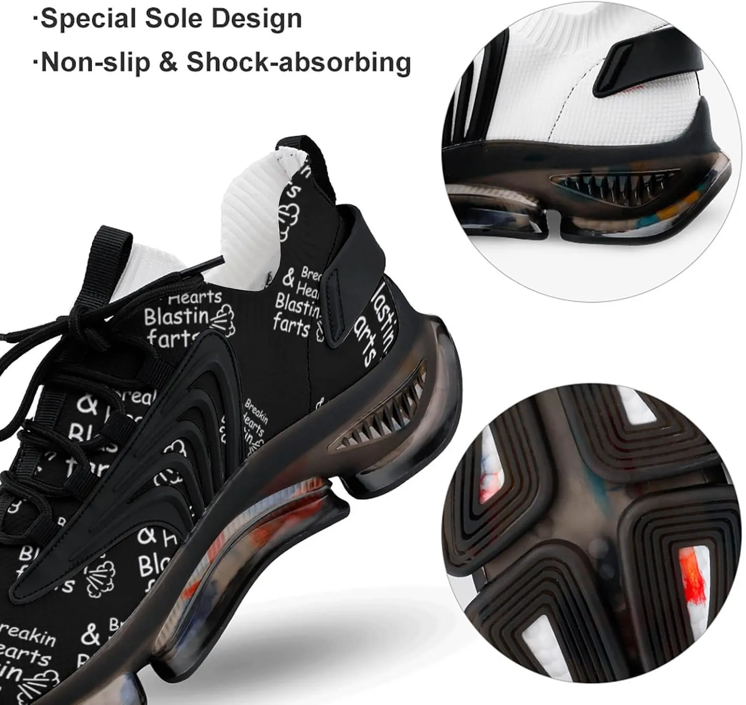 Breakin Hearts Blastin Farts Men's Running Shoes Lightweight Walking Shoe Breathable Sneaker