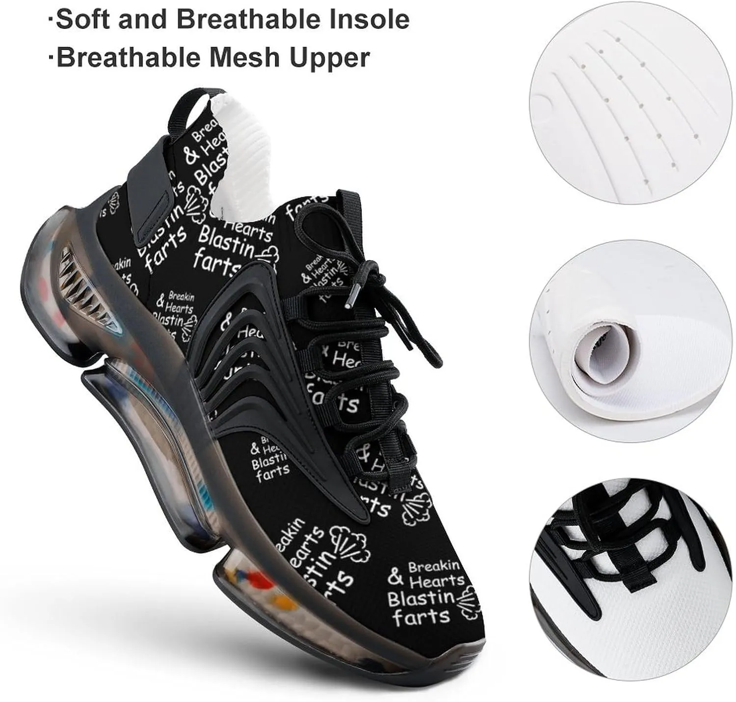 Breakin Hearts Blastin Farts Men's Running Shoes Lightweight Walking Shoe Breathable Sneaker