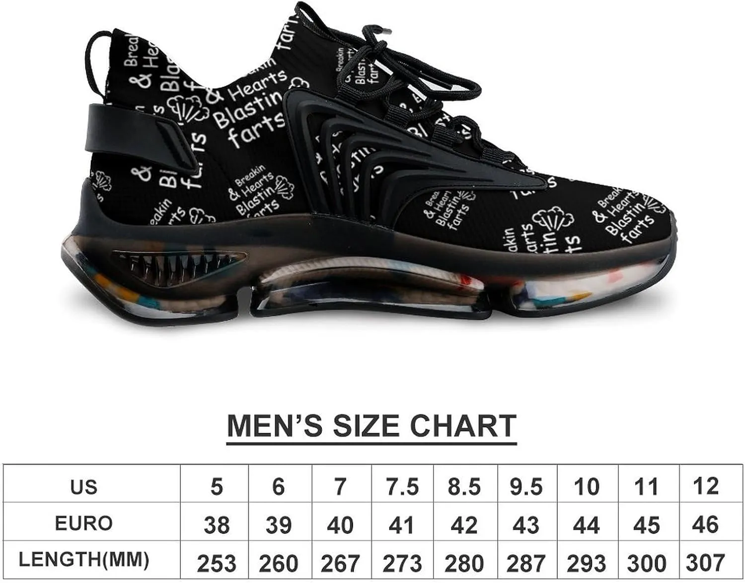 Breakin Hearts Blastin Farts Men's Running Shoes Lightweight Walking Shoe Breathable Sneaker