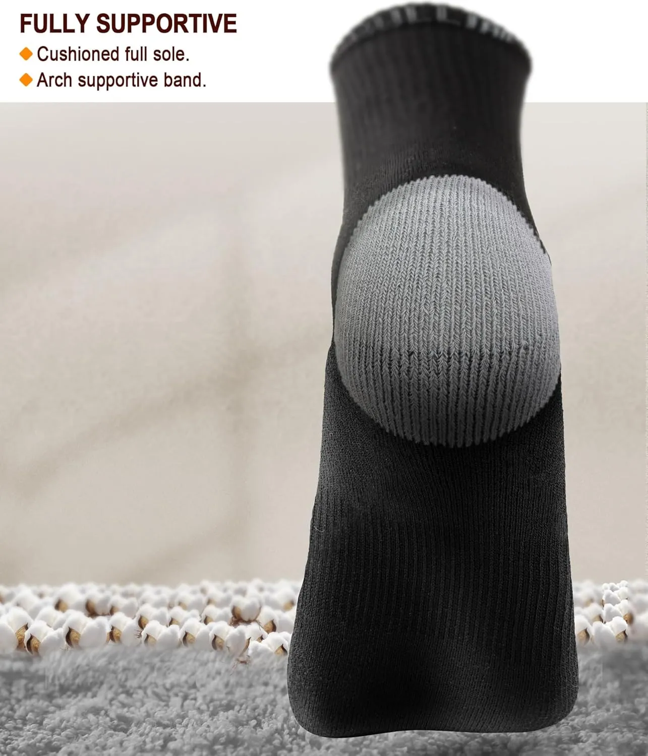 BULLIANT Men Compression Socks, Athletic Active Running Socks for Men Sports Hiking Fishing Cushioned Footbed Arch Support