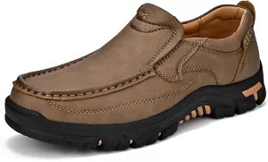 bumuam Men's Walking Shoes Waterproof Hiking Boots Slip on Orthopedic Sneakers Outdoor Non Slip Loafers Casual Trail Slippers
