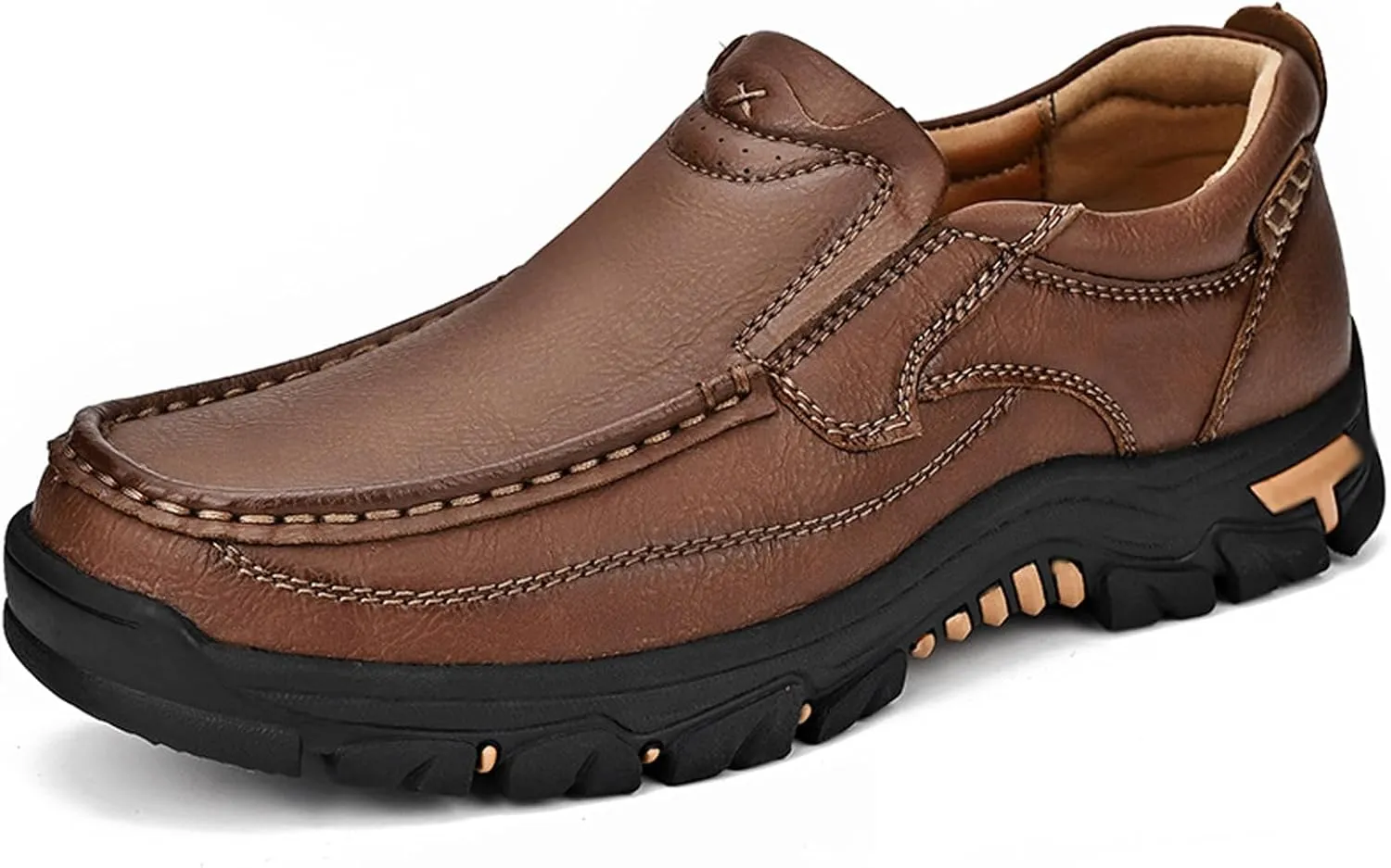 bumuam Men's Walking Shoes Waterproof Hiking Boots Slip on Orthopedic Sneakers Outdoor Non Slip Loafers Casual Trail Slippers