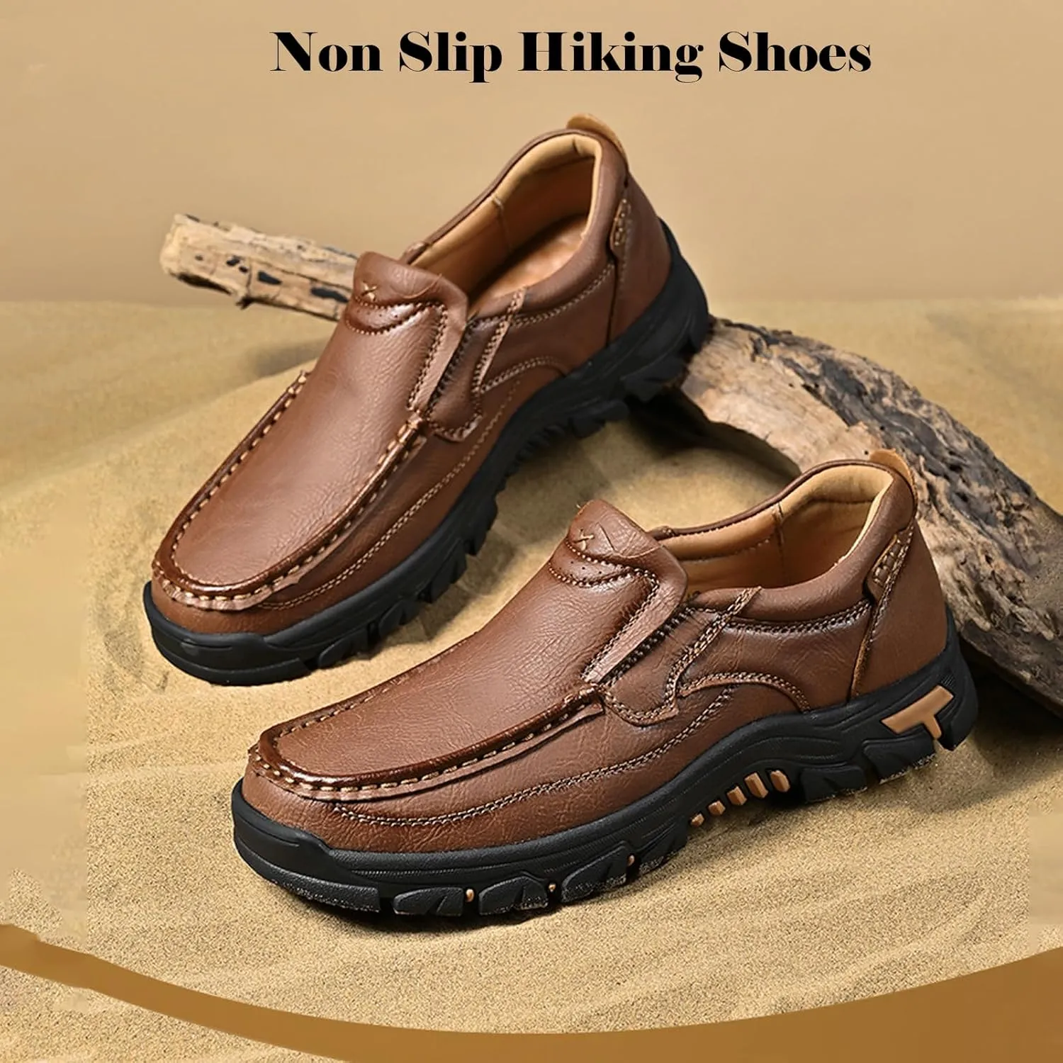 bumuam Men's Walking Shoes Waterproof Hiking Boots Slip on Orthopedic Sneakers Outdoor Non Slip Loafers Casual Trail Slippers
