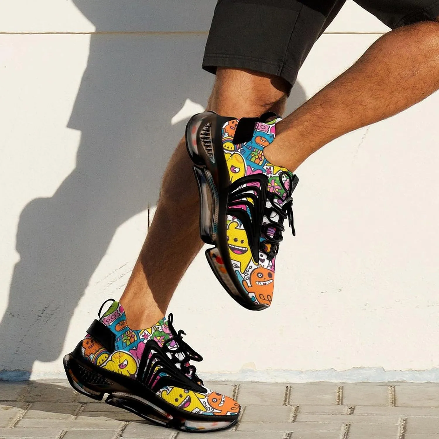 Cartoon Graffiti Monster Men's Running Shoes Lightweight Walking Shoe Breathable Sneaker