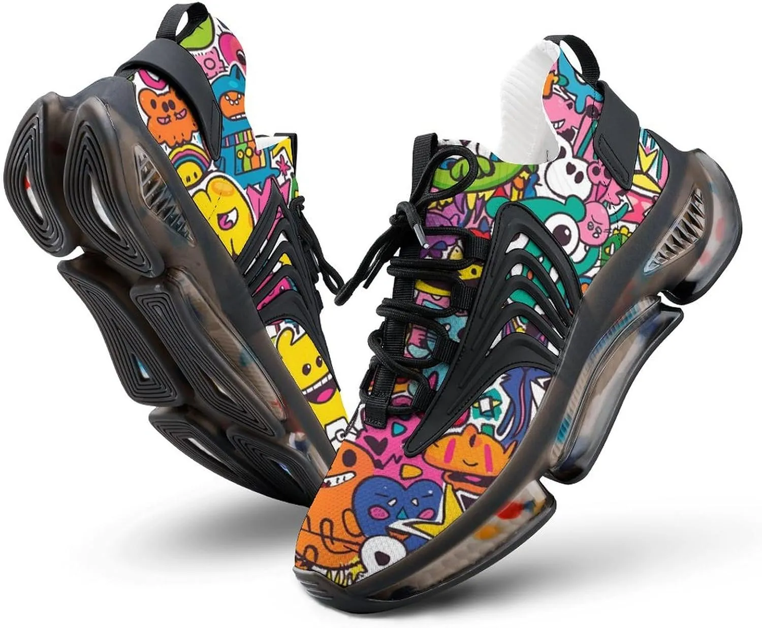 Cartoon Graffiti Monster Men's Running Shoes Lightweight Walking Shoe Breathable Sneaker