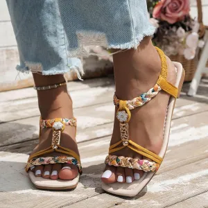Casual Bohemian Beach Sandals Orthopedic Wedge Sandals for Women 2025, Comfortable Open Toe Beach Shoese
