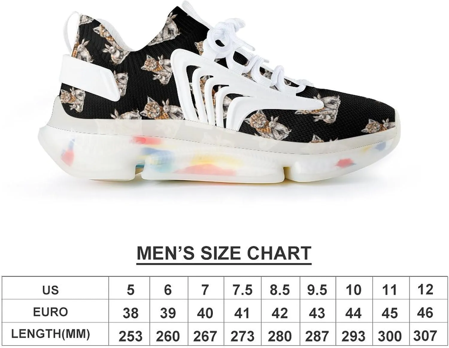 Cat and Bunnies Men's Running Shoes Lightweight Walking Shoe Breathable Sneaker