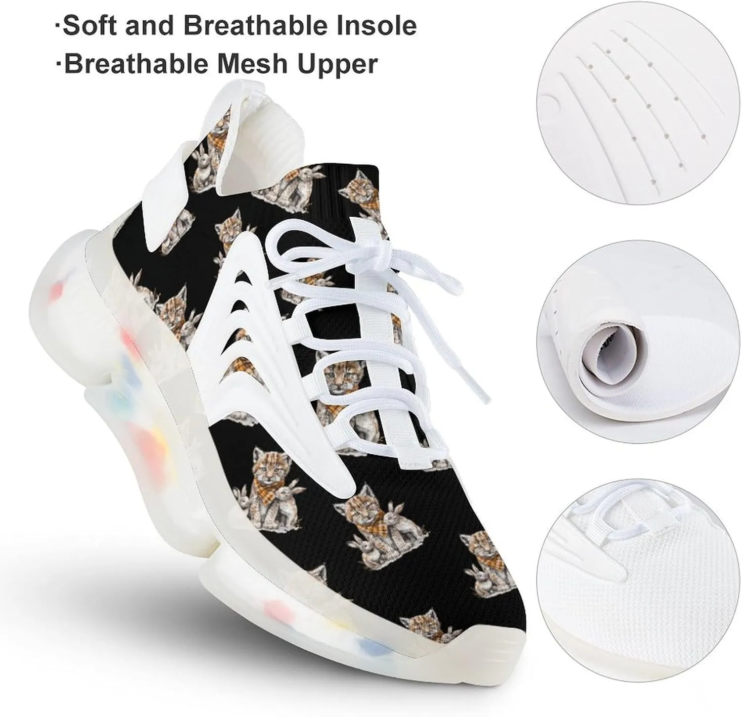 Cat and Bunnies Men's Running Shoes Lightweight Walking Shoe Breathable Sneaker