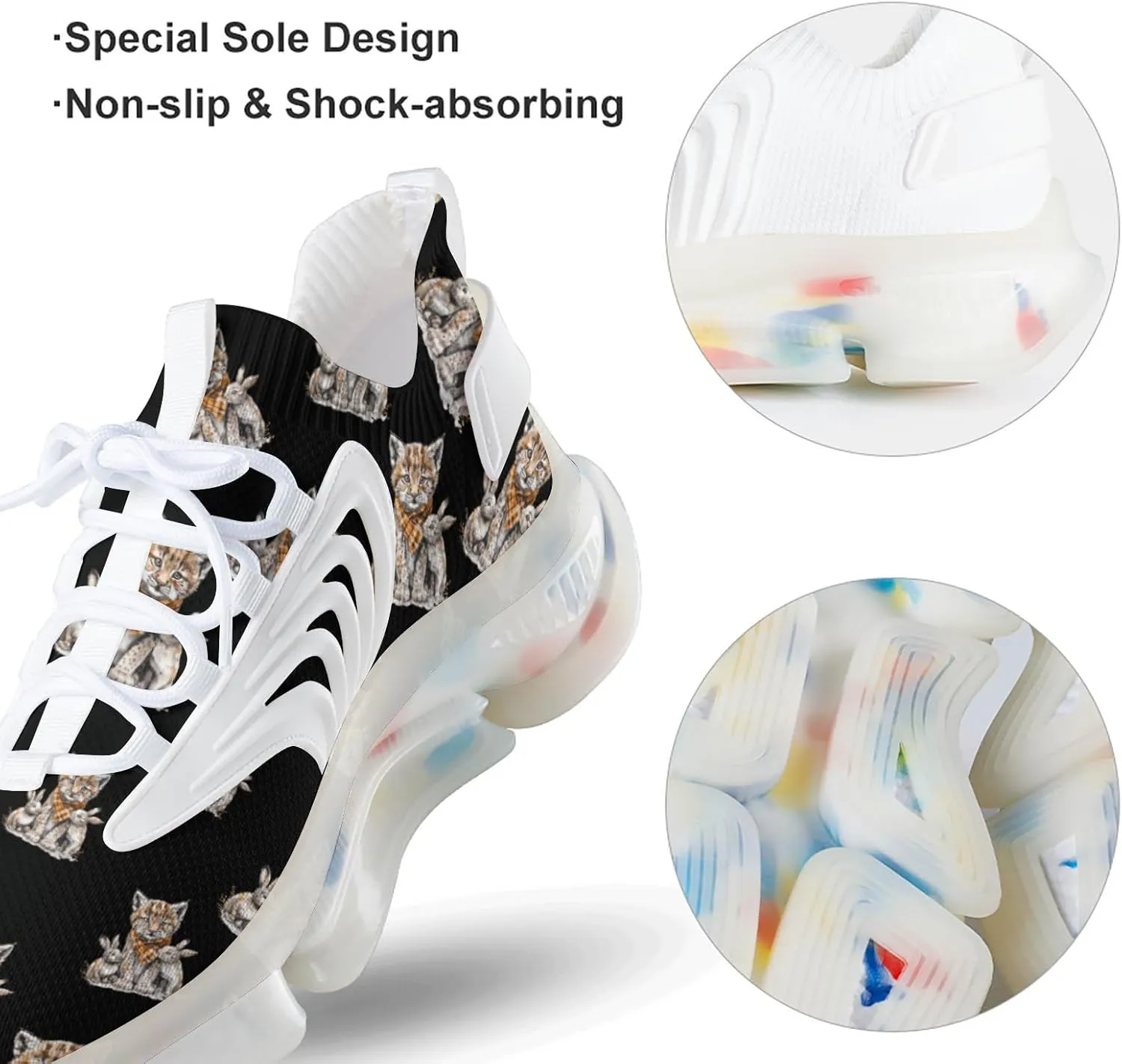 Cat and Bunnies Men's Running Shoes Lightweight Walking Shoe Breathable Sneaker