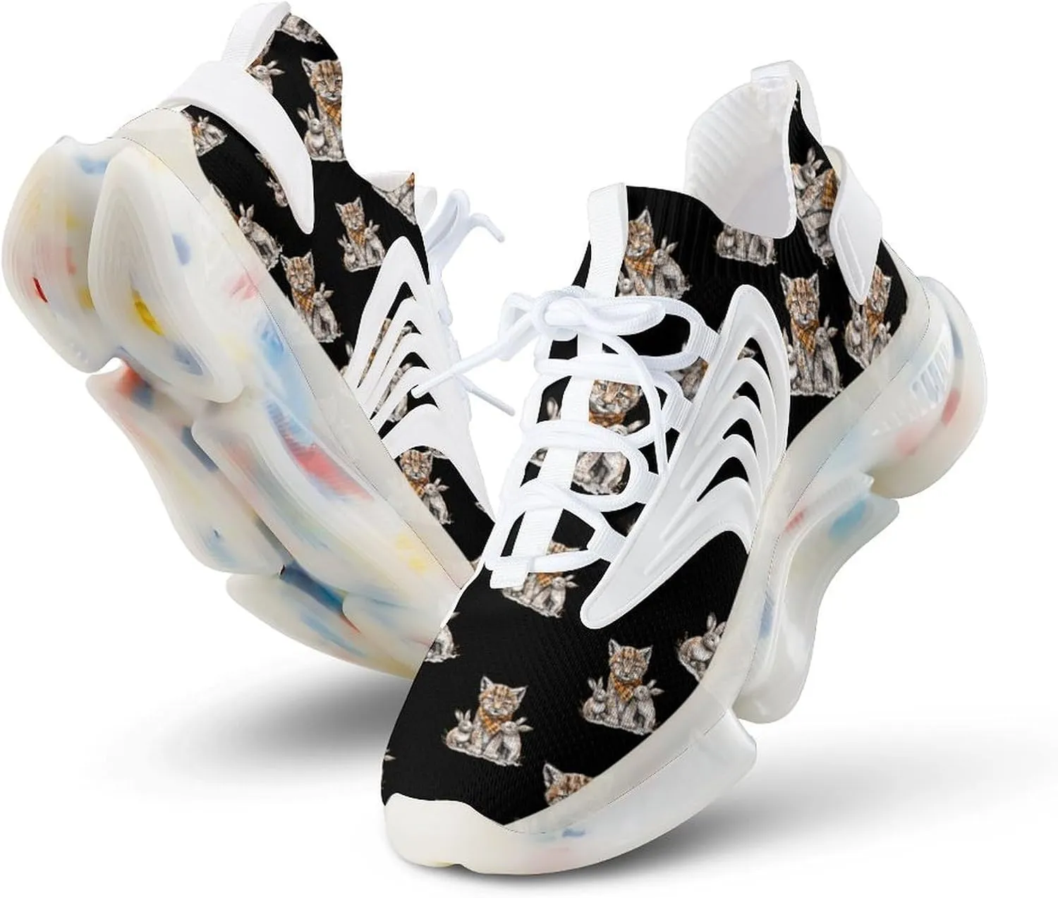 Cat and Bunnies Men's Running Shoes Lightweight Walking Shoe Breathable Sneaker