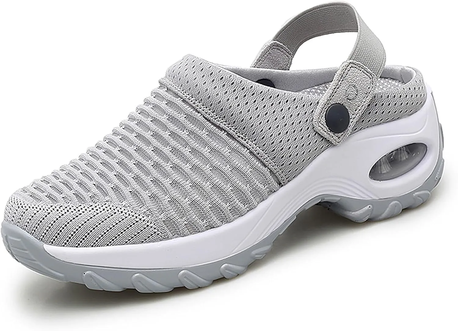Cathalem Flat Sandals for Women, Mules Clogs for Women Air Cushion Platform Mesh Mules Sneaker Sandals for Female