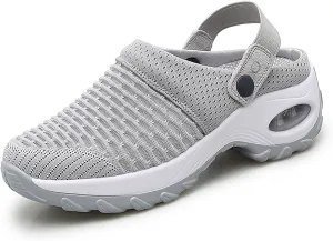 Cathalem Flat Sandals for Women, Mules Clogs for Women Air Cushion Platform Mesh Mules Sneaker Sandals for Female