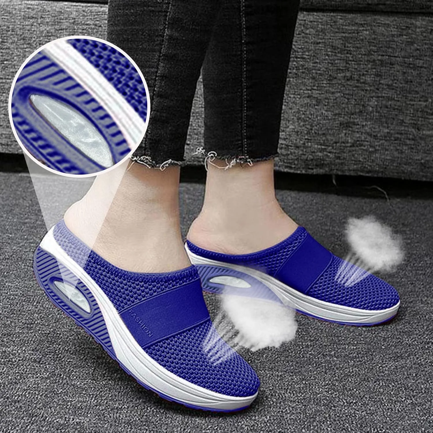 Cathalem Mules for Women 2024 Backless Walking Sneakers Summer Slip-On Mule Shoes Mesh Air Cushion Orthopedic Diabetic Shoes
