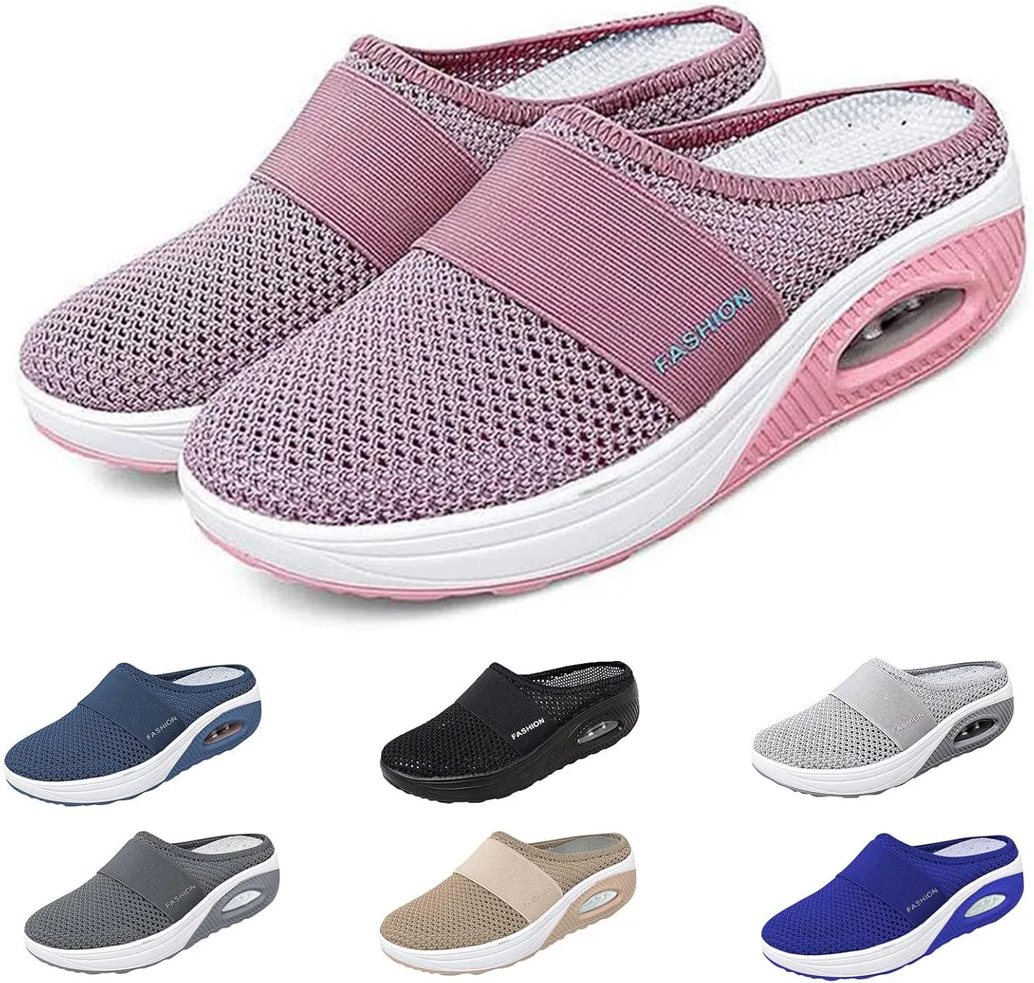 Cathalem Mules for Women 2024 Backless Walking Sneakers Summer Slip-On Mule Shoes Mesh Air Cushion Orthopedic Diabetic Shoes