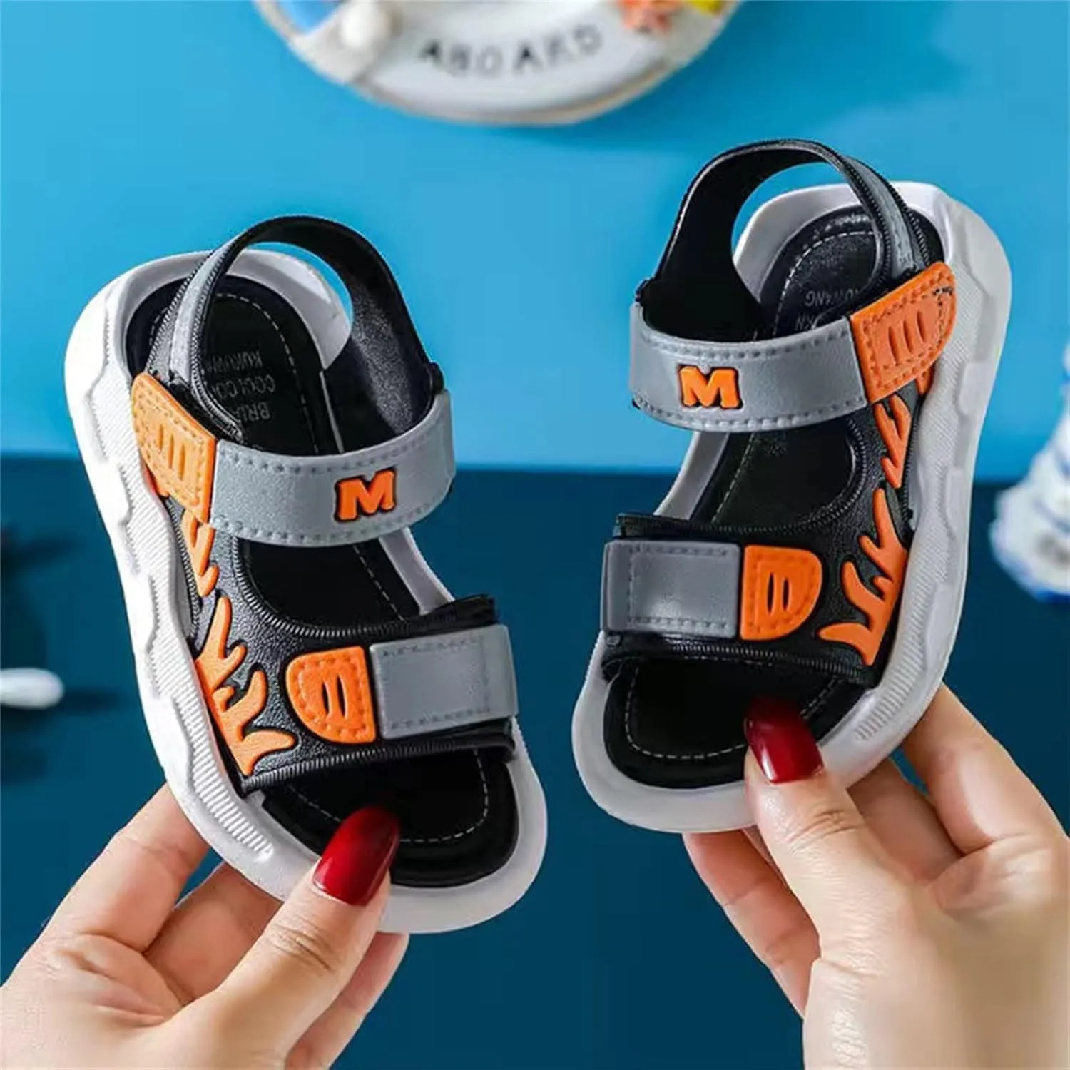 Children Boys Sandals Summer Beach Shoes Hook Loop Fashion Flame Breathable Non Slip Open Toe Sandals for Kids
