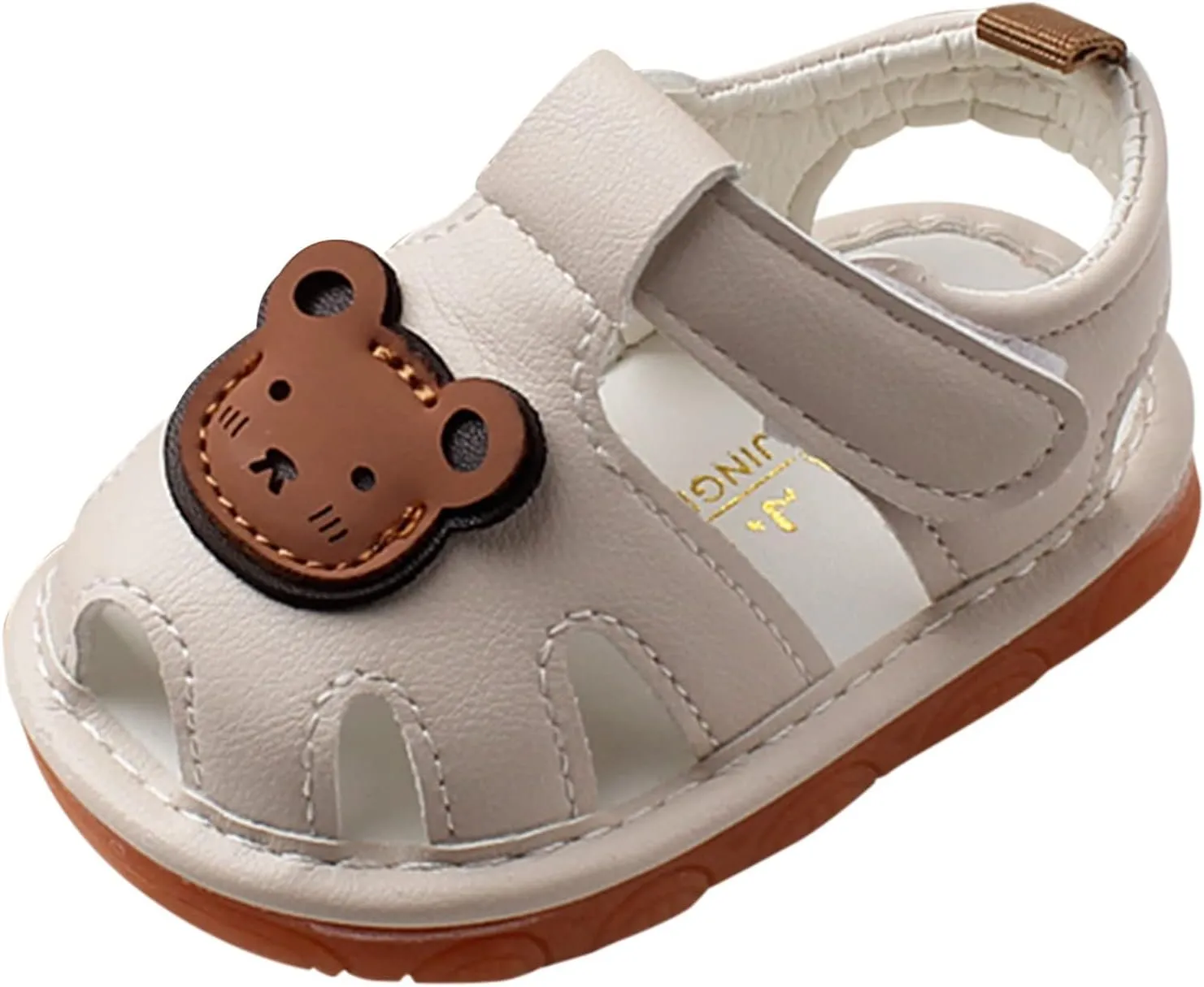 Childrens Bear Leather Foam Sandals Baby Boys Girls Hook Loop Flat Wide Barefoot Shoes Summer Outdoor Casual Water Shoes