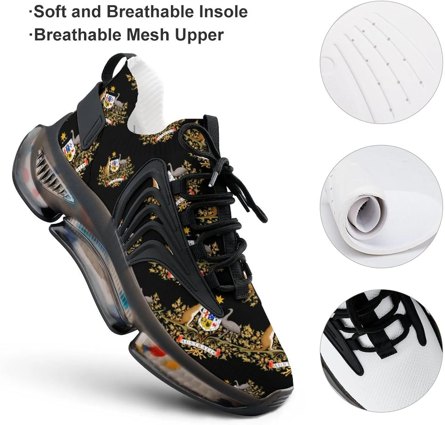 Coat of Arms of Australia Men's Running Shoes Lightweight Walking Shoe Breathable Sneaker