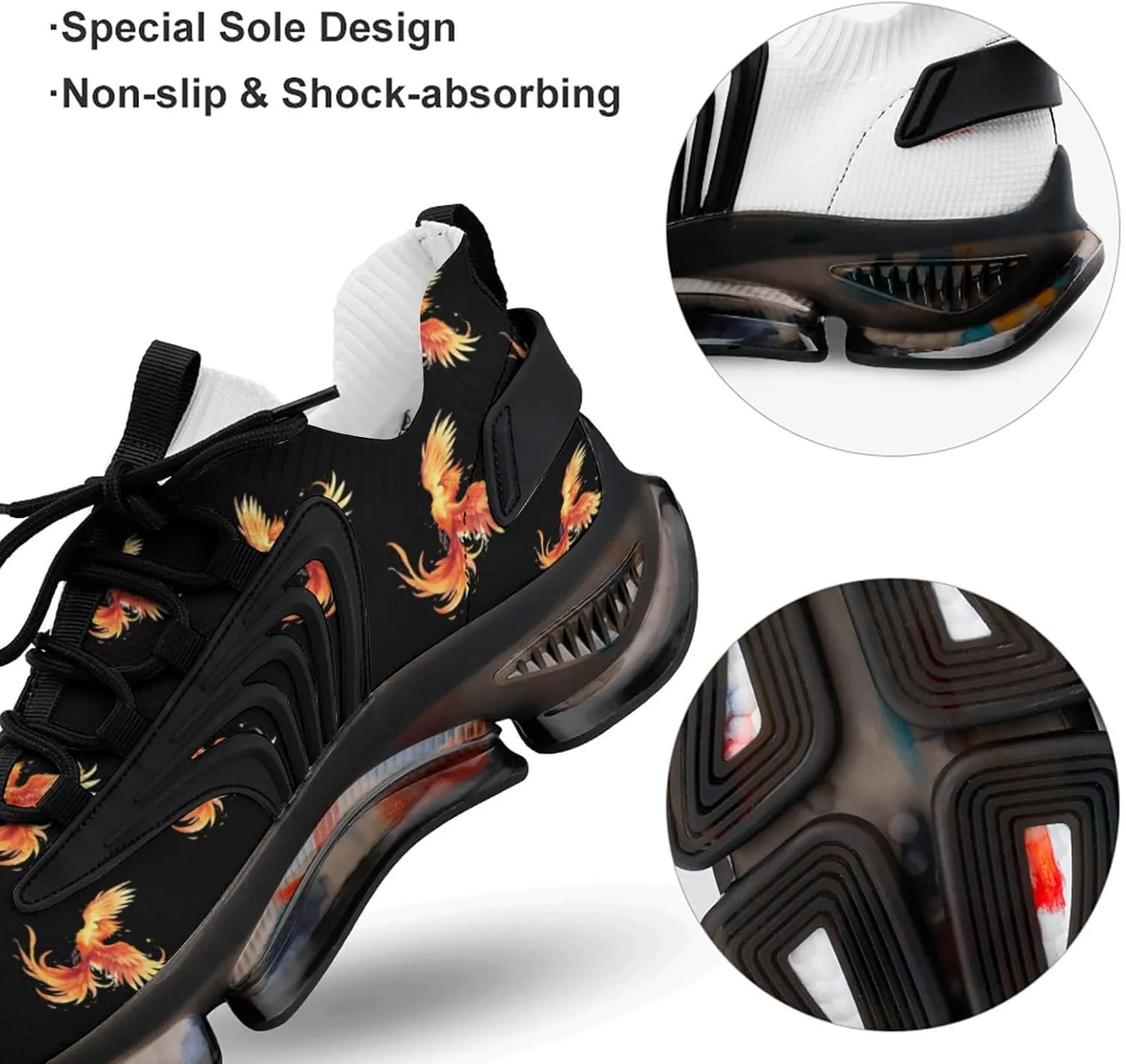 Cute Phoenix Men's Running Shoes Walking Sneakers Lightweight Breathable Shoes for Gym Hiking