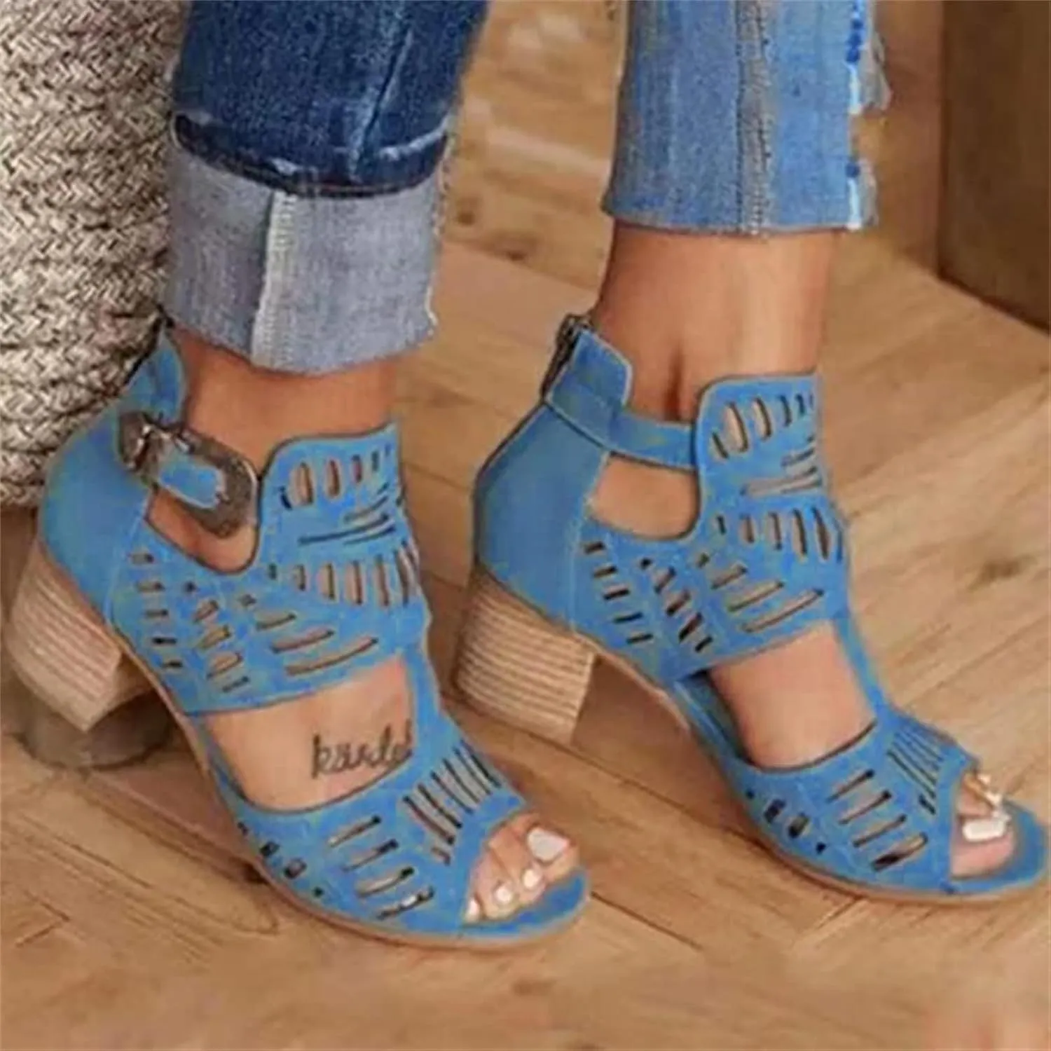 Cute Sandals For Women Dressy,Womens Low Mid Square Heel Ankle Strap Sandal Open Toe Summer Strappy Chunky Block Sandals