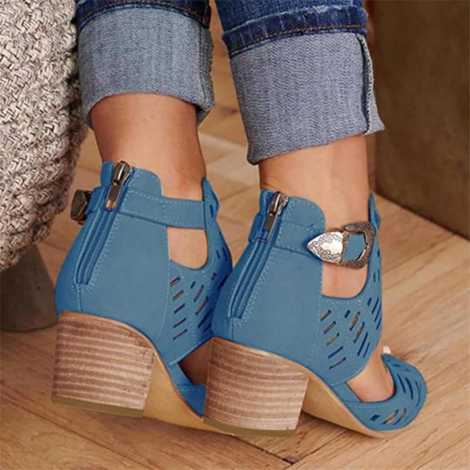 Cute Sandals For Women Dressy,Womens Low Mid Square Heel Ankle Strap Sandal Open Toe Summer Strappy Chunky Block Sandals