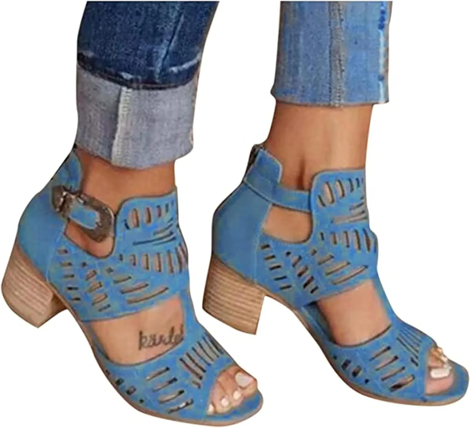Cute Sandals For Women Dressy,Womens Low Mid Square Heel Ankle Strap Sandal Open Toe Summer Strappy Chunky Block Sandals